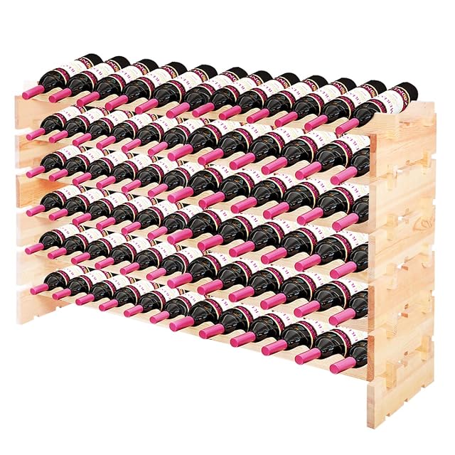 GOPLUS modulares Weinregal, naturbelassene Kiefer