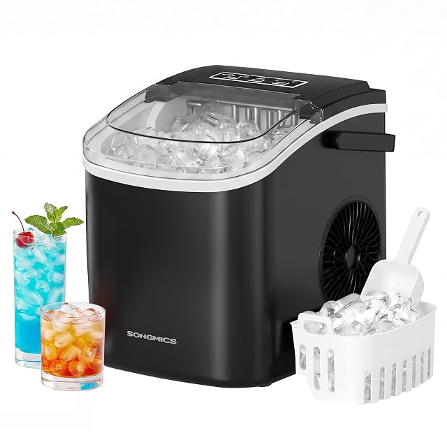 SONGMICS Island Countertop-Eiswürfelmaschine, schwarz